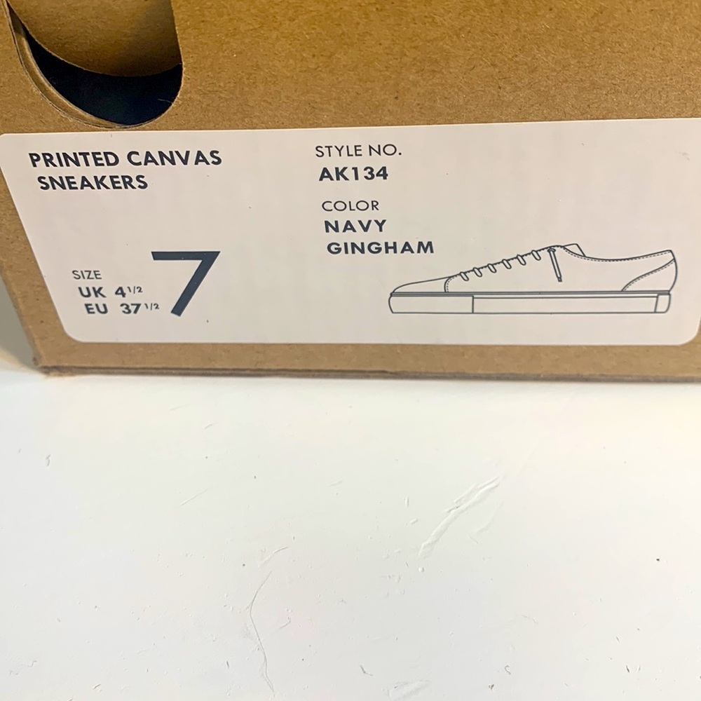 J. Crew Factory Navy Blue Gingham Printed Road Trip Sneakers NEW! - Picture 8 of 8